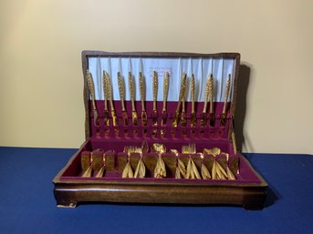 1847 Rogers Brothers Gold Colored Flatware In Case, 109 PCS.