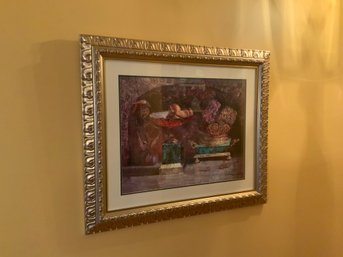 Signed Wall Art Of A Table Top Still Life In Beautiful Gold Colored Frame