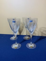 Set Of Four German Schott Cut Crystal Wine Glasses