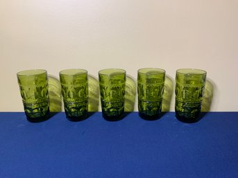 Set Of 5 Green Hi Ball Glasses