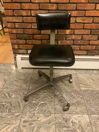 Modern Black Cushioned Metal Rolling Desk Chair