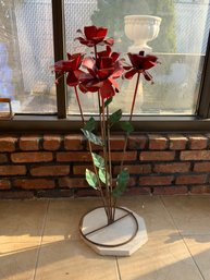Decorative Metal Floral Arrangement On Metal Base