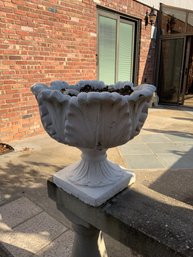Floral Form Outdoor Cement Planter With Footed Base