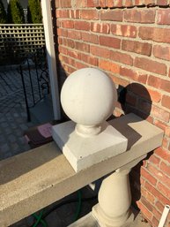 Painted Outdoor Decorative Element Of Cement Globular Form On Square Base