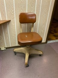 Cole Steel Vintage Modern Upholstered Desk Chair On Casters