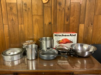 Pots & Pans - Includes A Cuisinart Stock Pot, Cake Pans & A Kitchen Aid Turkey Pan