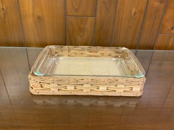 3 Quart Pyrex 'Baker In Basket' Baking Dish And Woven Serving Basket - Used - With Box