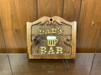Fun 'Dad's Bar' Carved Wooden Wall Plaque