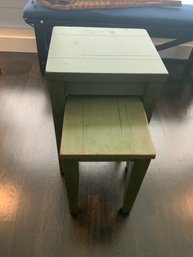 Farm Style Green Color Wood Nesting Tables