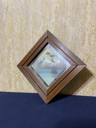 Mountains With Snow Scenery Print In Wood Frame, 8.25x8.25 Inches