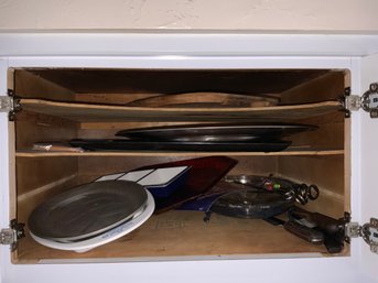 Cabinet Contents Includes Kitchen Trays, Servers & Corningware 2