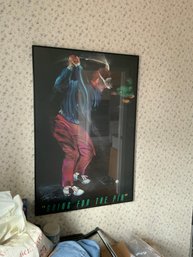 Framed Terry Rose Poster Of Golfer - Titled 'going For The Pin'