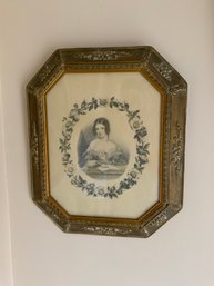 Beautifully Framed Vintage / Antique Decorative Portrait Of A Young 18th Or 19th Century Woman