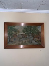Village Print On Wood Frame, 29.5x19 Inches