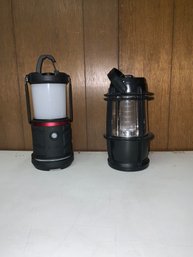 Two Black Led Lanterns With Handle