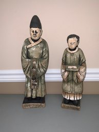 Asian Style Plaster Man And Woman Figurines