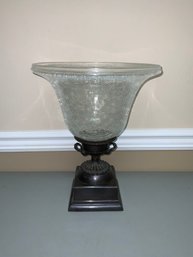 Broken Glass Style Metal Vase With Metal Base