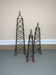 Lot Of 3 Metal Towers Decorations