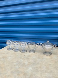 Set If 5 Clear Glasses With Sterling Design/trim
