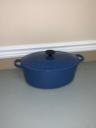 Blue Le Creuset Cast Iron Enamel Dutch Oven Pot