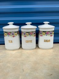Vintage Block Kitchen: Tea/coffee/sugar Cannisters