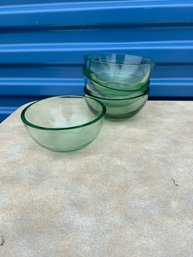 Set Of 4 Vintage Green Glass Bowls