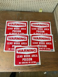 Lot Of 5 Brand New Warning Lead Work Area Poison Sign