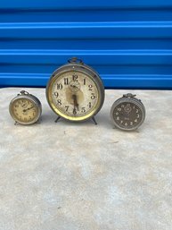 Trio Of Vintage Table Alarm Clocks