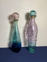 Lot Of 2 Art Glass Decanters