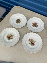 Set Of 4 Spode Hibiscus England Plates