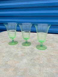 Set Of 3 Uranium Glasses