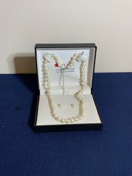 Brand New In Box, Never Worn-Macys Sterling Silver Pearl Set