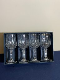 Like New In Box-Set Of 4 Longchamp Cristal Wine Glasses