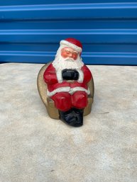 Vintage 50's Cast Metal Sleeping Santa Coin Bank ''the Union Savings Bank''