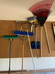 Lot Of Brooms And Rake's Plus A Shovel