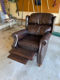 Classic Stationary Brown Leather Recliner- Good Condition.