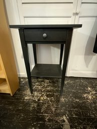 Wood Side Table Colored Black With Single Drawer