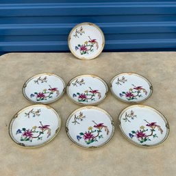Set Of 7 Antique Royal Crockery Nippon Japan Lotus & Bird Dishes