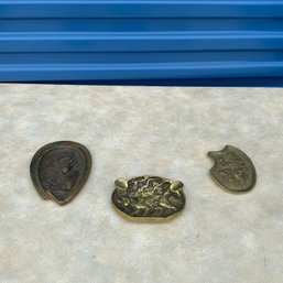 Lot Of Three Brass Vintage Ashtrays *check Description For Details!*