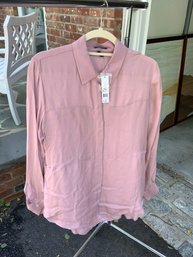 New With Tags Theory 'Durlia' Women Blouse, Size L Retail $210