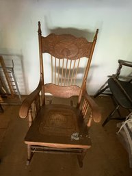 Antique Wood Rocking Chair In Rough Conditions