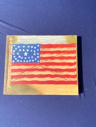 Vintage Painting Of American Flag Signed Rita Farnum