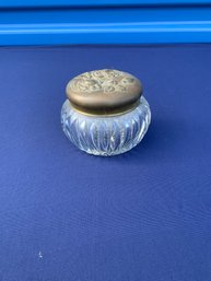 Antique Heisey Clear Crystal Cut Glass Vanity Puff Jar