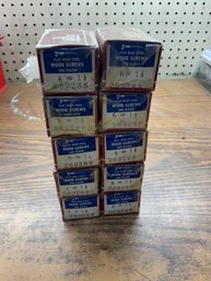 Lot Of 10 Boxes Of New Flat Head Steel Wood Screws