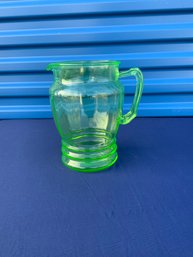 Vintage Uranium Green Depression Glass Pitcher