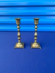 Pair Of Vintage Brass Candle Holders