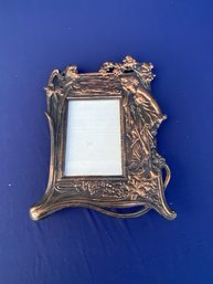 Art Nouveau Copper Picture Frame With Woman&flower Design