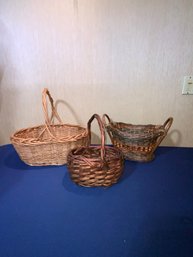 Lot Of 3 Wicker Style Baskets