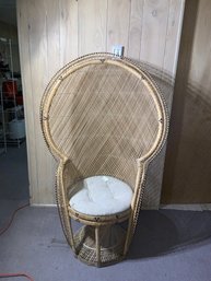 Vintage Peacock Wicker Chair