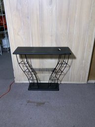 Small Black Color Wood Table With Metal Frame TV Stand